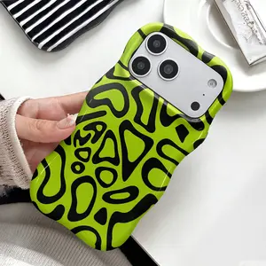 Lando Norris F1 Helmet Pattern Phone Case ,Cute Wavy Curved Edge Glossy Protective Shockproof Rugged Cover, Dual Layer Soft TPU Bumper Hard Shell Design for iPhone 11 12 13 14 15 16 17 Pro Max Air, Green Abstract Design