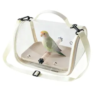 Portable Transparent Bird Carrier Travel Cage for Cockatiels, Animal Carrier, Foldable Pet Backpack with Adjustable Sling Strap for Small Pets, Ideal Travel Solution