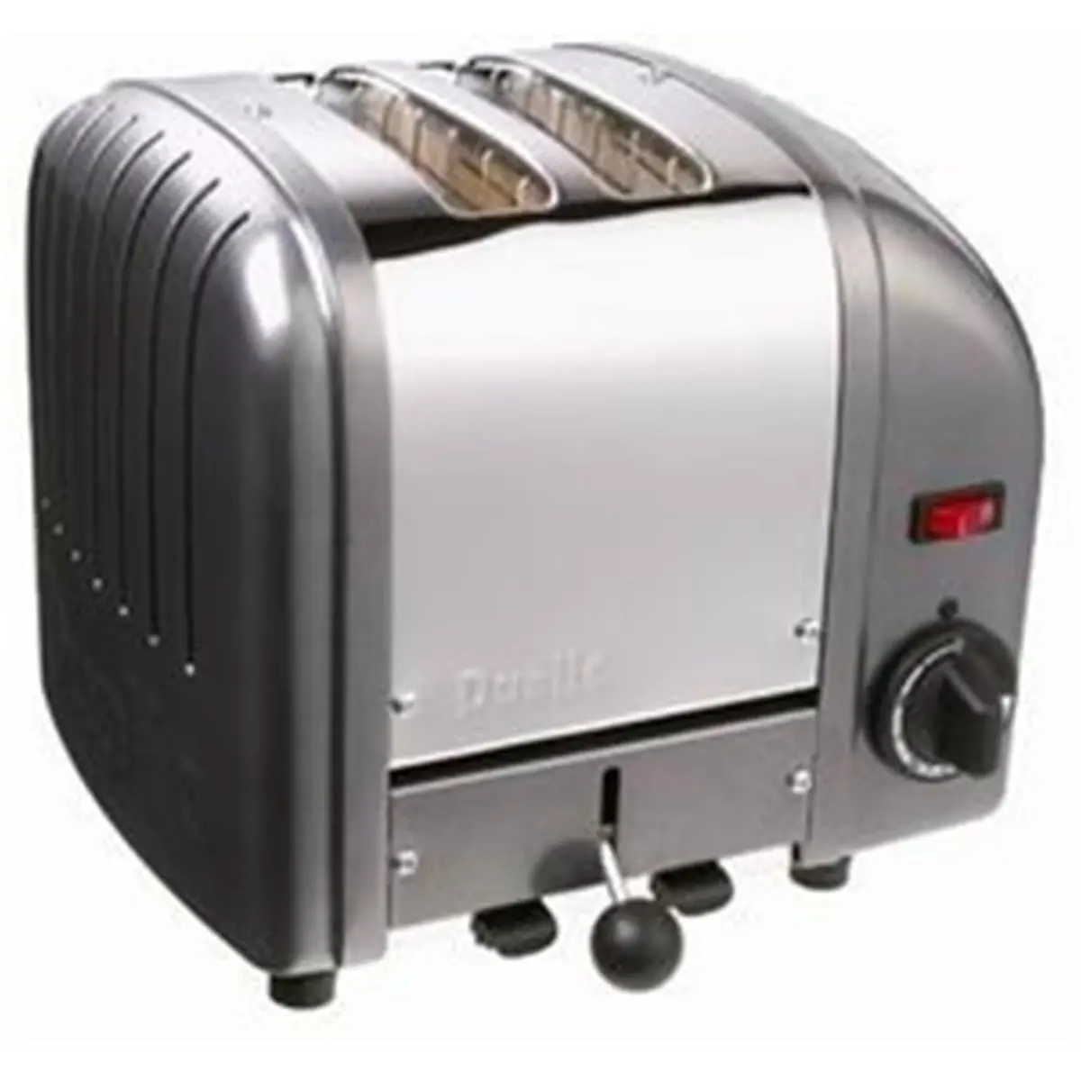 212 MAIN Dualit Commercial 2-Slice Vario Sandwich Toaster - Charcoal, 20297, Stainless Steel Toaster, Automatic Shutoff, Chrome Finish, Removable Tray, Variable Control for Commercial Users