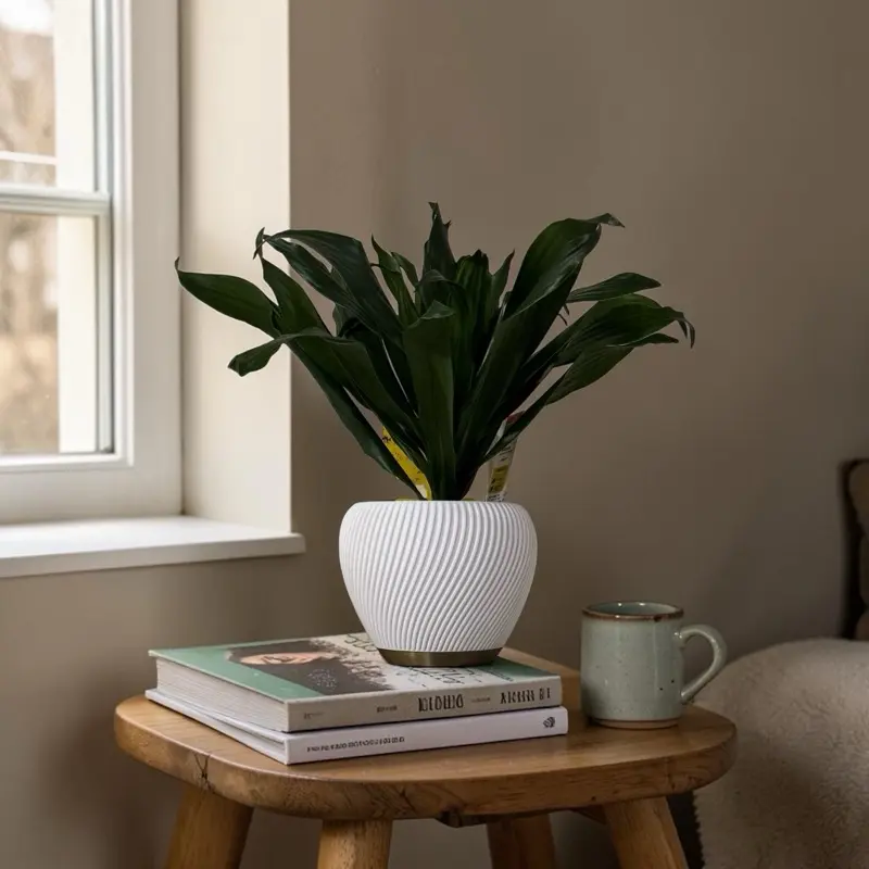 Modern Ribbed Garden Planter - Lightweight PLA Flower Pot, 3 Sizes, Eco-Friendly Biodegradable Plastic, Minimalist Home Decor Pots for Garden Use