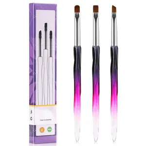 Nail Art Clean Up Brushes,3PCS Nail Brush For Cleaning Polish Mistakes on the Cuticles,Flat/Oval/Fine Angled Gel For Nail Art Design Painting and DIY Tools
