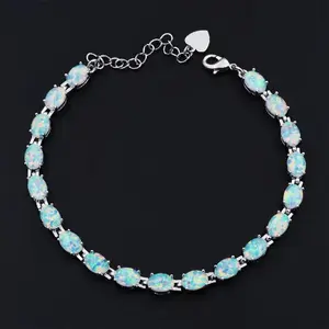 925 Ethiopian White Opal Tennis Bracelet, Oval Black Opals, Trending Bracelet, Etsy Finds - Tiktok Shop Finds - Black Opal - October Birthstone - Gift for Her