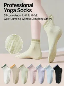 Grip Socks for Yoga Pilates Ballet Barre 8 Pairs , Non-Slip Silicone Dots One Size Spring Summer Socks