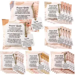 28 Pcs Mini Prayer Quilt with Cross Inside Bulk Easter Christian Gifts Vintage Scripture Morandi Color Squares Pocket Prayer Quilt for Women Pastor Appreciation