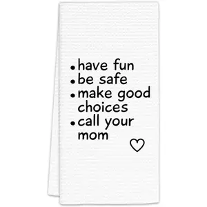 Funny Call Your Mom Hand Towels, Funny Dish Towels, FunnyCollege Freshman Son Daughter Gifts Decorative Hand Towels for Bathroom Kitchen, Preppy Freshman Dorm Bathroom Decor(16x24 Inch)