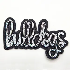 Bulldogs Silver Sequin HAT/POCKET Patch