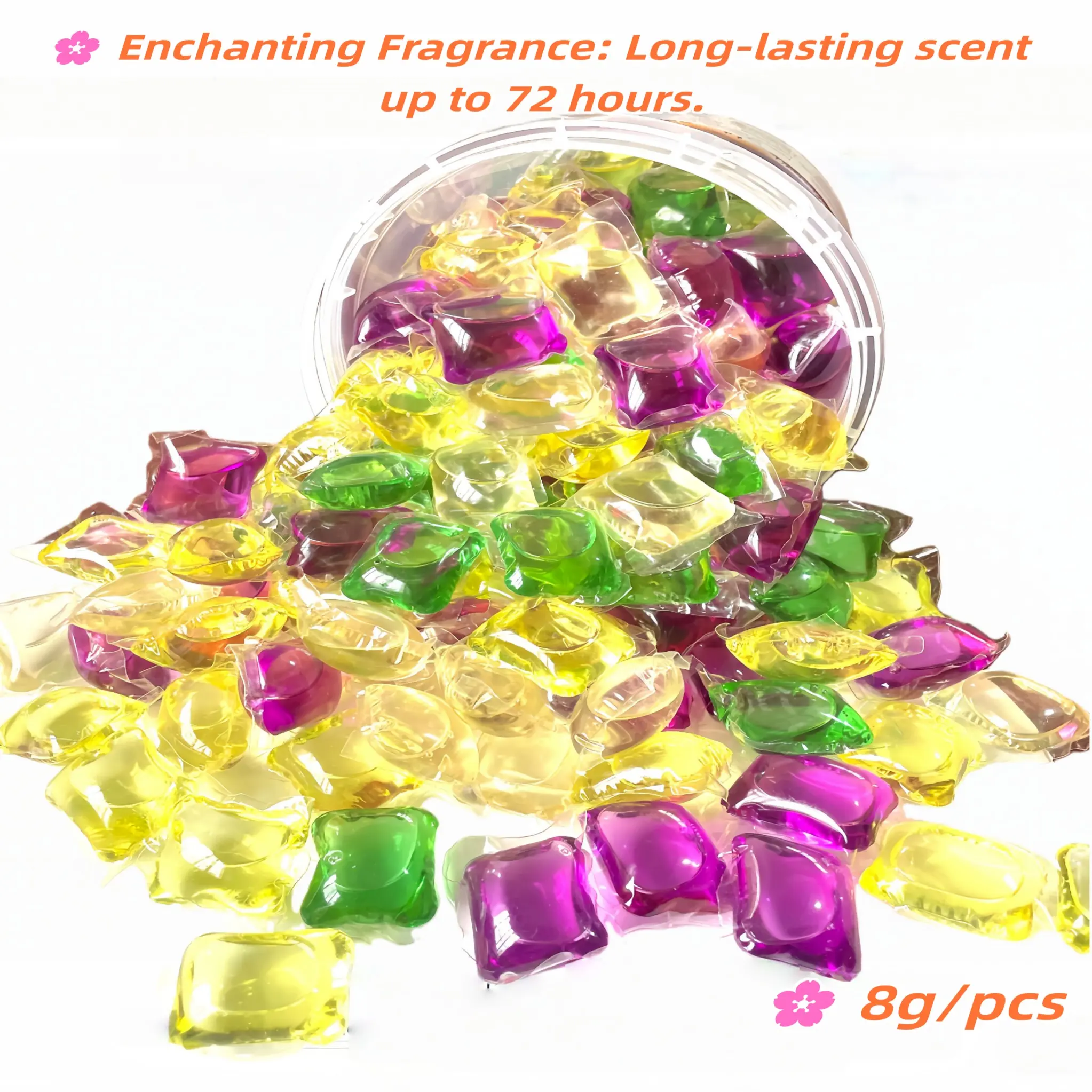 8g Giant Pods Mixed Color Laundry Detergent Beads, 10 Count Sample Pack/100 Count Family Pack, Super Concentrated Stain Remover & Softener