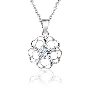 925 Sterling Silver Flower cubic zirconia dainty Pendant Necklace for Women hypoallergenic Elegant Silver Jewelry for Birthday, Anniversary, Valentine’s Day & Mother’s Day Gift