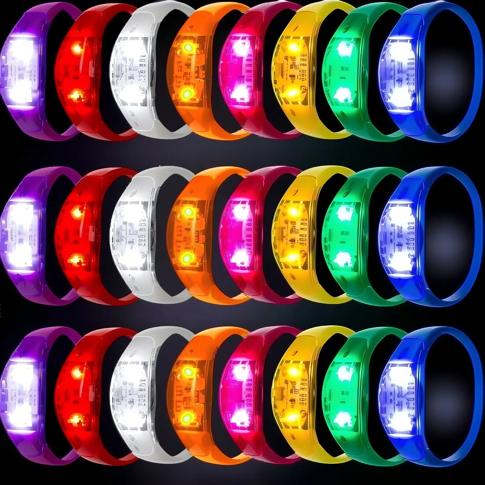 MICRENCY 20-Pack ABS Geometric Glowing Wristbands - Sound-Controlled Flashing, Dynamic Effects Ornaments for Concerts, Festive Events, Gift Option summerwins,summerwins