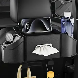 Car seat backrest storage box, tissue box, practical dual cup holder, beverage holder, trash can, seat backrest bag, hook, phone holder, multifunctional car interior accessories