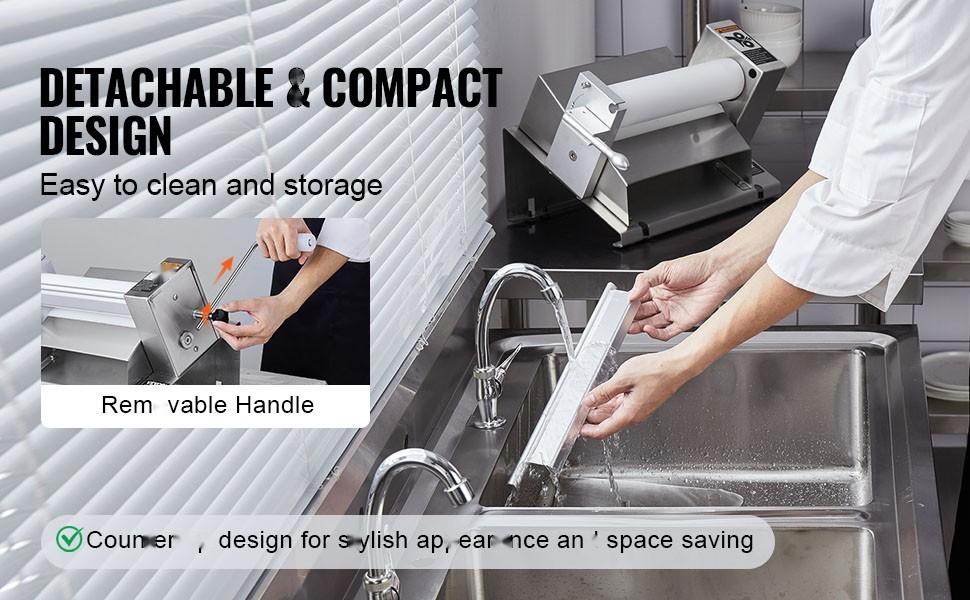 Manual Dough Sheeter Machine, 1/2 Inch Maximum Thickness, Hand Crank Pastry Roller Press For Pasta And Pizza Dough, Bakery Equipment For Commercial Kitchens, Durable Stainless Steel Construction, Easy To Clean And Maintain