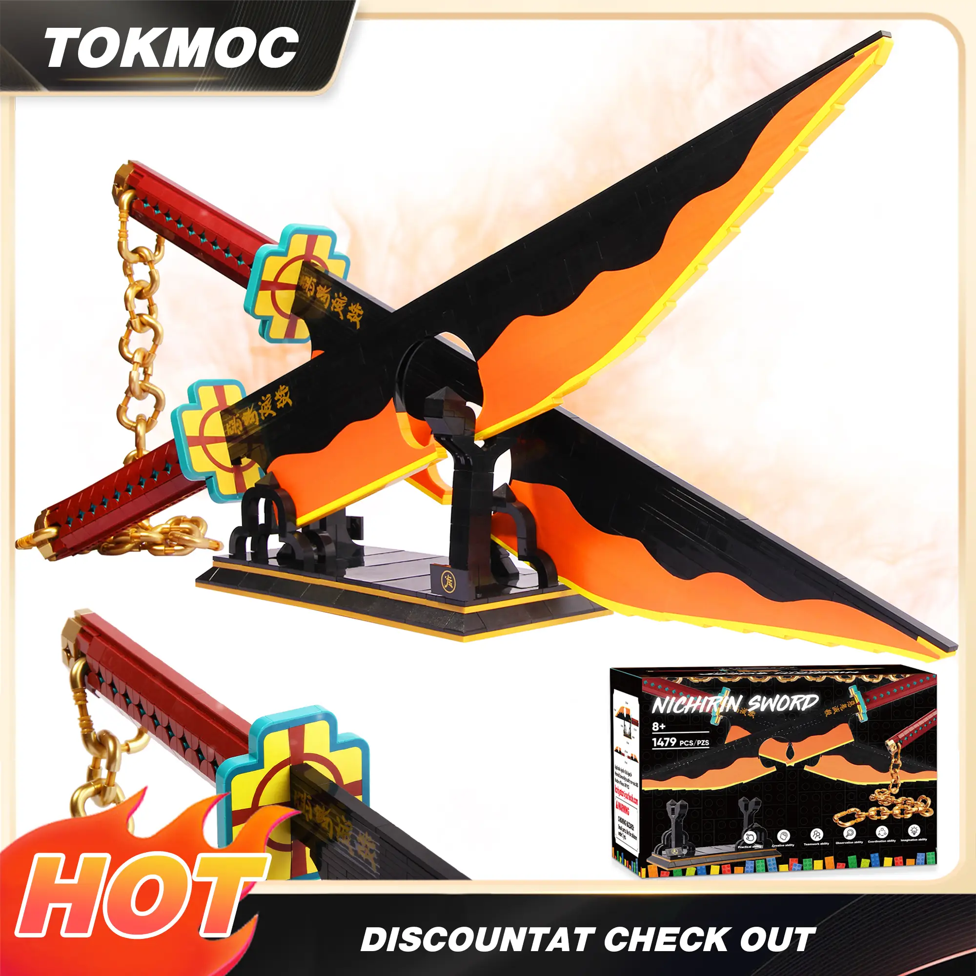 【TOKMOC】DemonSlaye Building Block Set with Stand,Handmade Cosplay Anime Toy,Collecting Building and Gifting Model for Anime fans,Home Decoration,For a