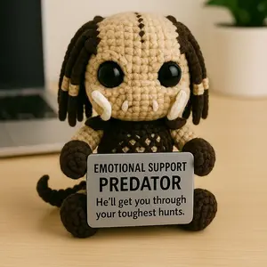 Emotional Support Predator, Handmade Crochet Alien Hunter Plush Doll