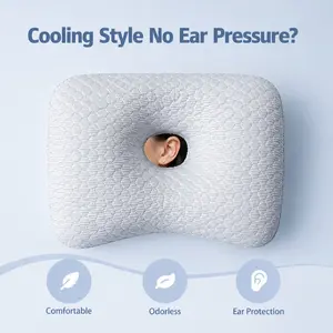 Hollow Pillow for Ear Protection, Cool Ice Bean Material, Summer Comfortable Sleeping Pillow, Medium Feel, No Ca Prop 65 Re/ca