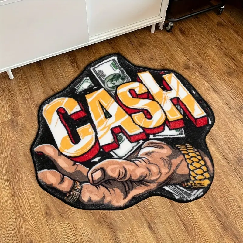 Retro dollar special-shaped living room rug, irregular bedroom decoration rug, dollar bill pattern study rug, plush, soft and comfortable balcony rug, Soft area rug, American street cool floor mat