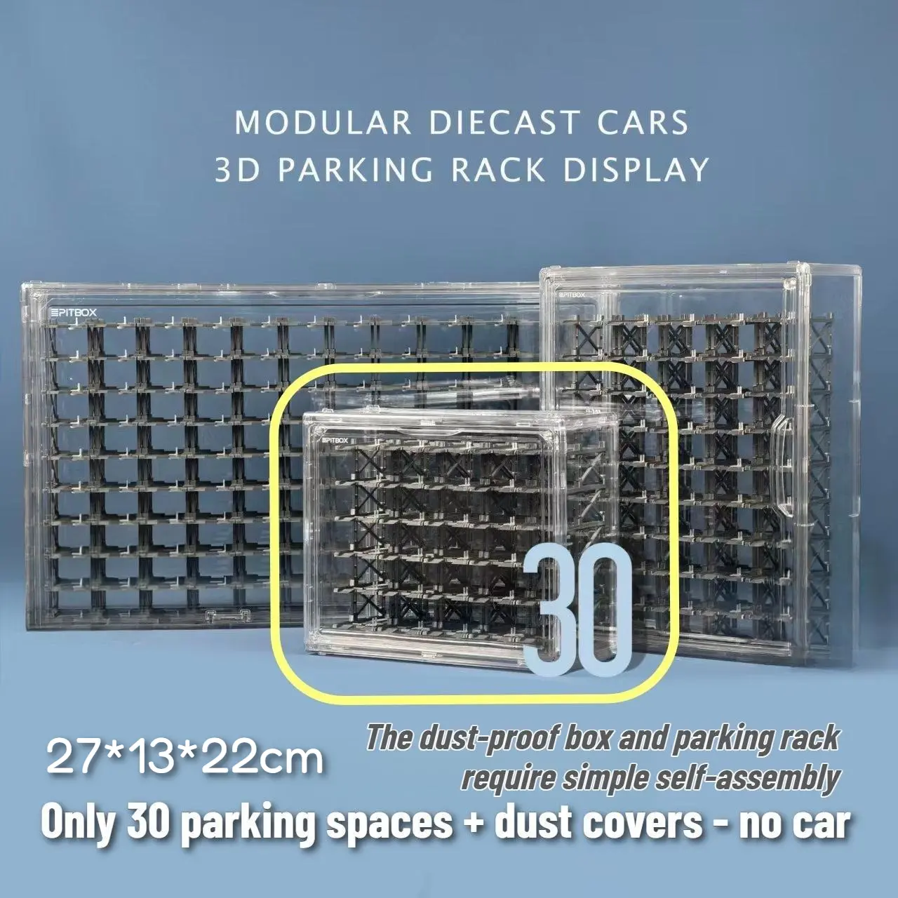 30 parking spaces + dust covers - no car