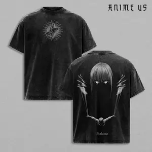 "Control Devil" Makima T-Shirt - Chainsaw Man Gothic Horror Anime Graphic Tee, Oversized Acid Washed Cotton Shirt, Public Safety Eyes Design, Dark Anime Merch Gift for Fans Menswear Soft