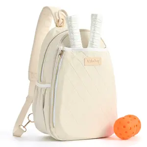 Pickleball Bag for Women, Quilted Stylish Sling Bag, Adjustable Shoulder Strap, 2 Storage Compartment Holds Paddles, Balls,Shoes