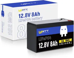 12V 8Ah-12V 100Ah LiFePO4 Deep Cycle Rechargeable Lithium Battery, Up to 15000 Cycles, Built-in 8A BMS, Low Temperature Protection, IP67 Waterproof, Perfect for Outdoor Camping/Home Energy Storage/Lighting Equipment,Maintenance-Free