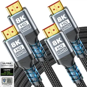 Green Jiss 10K 8K HDMI Cable 2.1, Available 2FT, 3.3FT, 5FT, 6.6FT, 8FT, 10FT, 16FT Lengths for Selection,Ultra High Speed HDMI Cables Braided Cord 48Gbps, 8K@60Hz /4K@120Hz