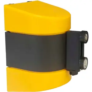 Global Industrial 708419YBC 30 ft. Magnetic Retractable Belt Barrier with Caution Belt, Yellow & Black
