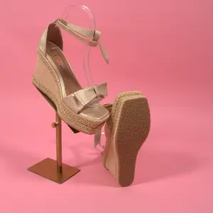 Princes Handcrafted Colombian Jute Sandals for Women 10-12 cm Height Lightweight Comfortable Thin Foot Adjustable Buckle Gold Details Fashion Footwear