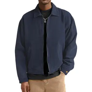 Comdecevis Men's Corduroy Bomber Jacket Zip Up Coat Trucker Vintage Jacket With Pocket&Lining