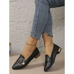 Women's Pointed Toe Comfortable PU Work Shoes, Cute Penny Loafers Slip-On Ballet Flats, Fashion Versatile Office Shoes, PU Leather Loafers(Sheets)