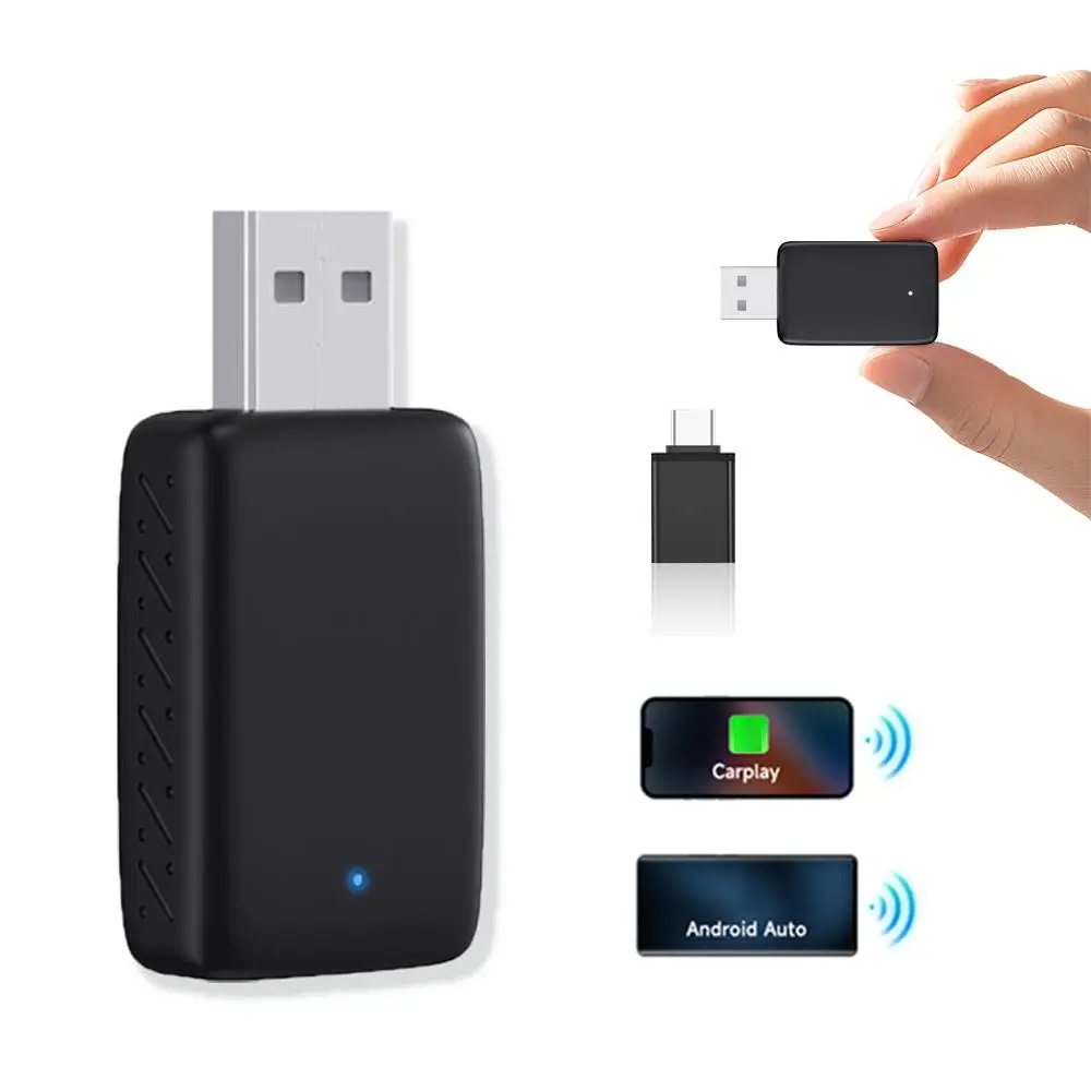 Wireless Carplay Adapter 2 in 1 Mini Wireless Car Adapter, 1 Count Car Adapter Converts Wired Car Player to Wireless Car Player, Seamlessly Connects w