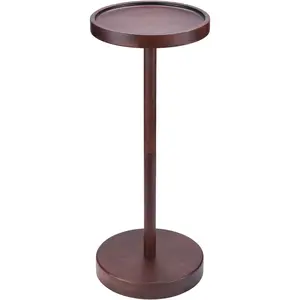 Solid Acacia Wood Pedestal End Table - Small Round Martini Table