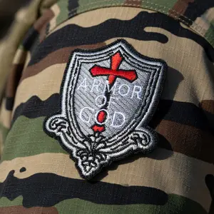 Armor of God Cross Shield Embroidered Patch, DIY Accessories for Backpacks Army Vests Clothes Hook and Loop Tactical Patch