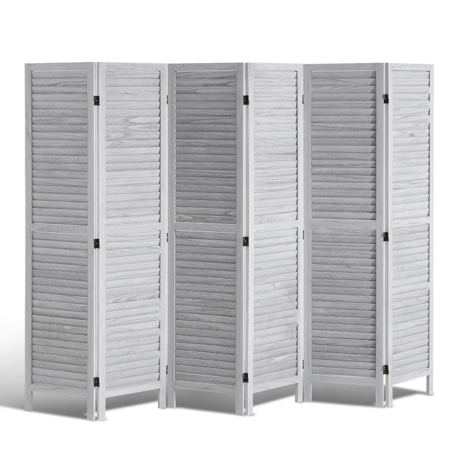 Wood Room Divider, 6-Panel Folding Privacy Screen, 66.9 Inches Tall Indoor Louvered Wooden Partition, Portable Decorative Screen for Room Separation, Suitable for Home, Office, Restaurant and Bedroom