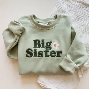 Big Sister Embroidered Sweatshirt, Sibling Announcement Gift, Newborn Sister Sweatshirt, Baby Reveal Outfit, Baby Shower Gift, Gift For Baby