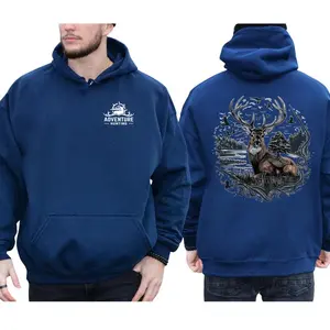 Adventure Hunt Gear, Deer Hunting Camo Hoodie, Outdoor Unisex Sweatshirt, Warm Soft Fleece, Winter Hunting Clothes for Men and Women Menswear Tops