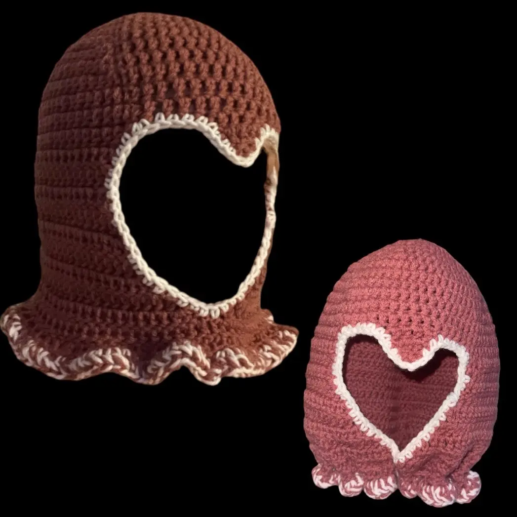 Crochet Heart Balaclava w/ Drawstring