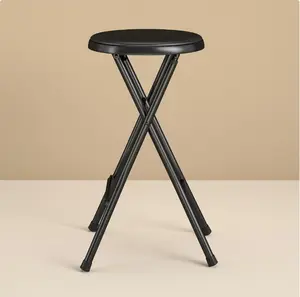 Folding Metal Stool, Black