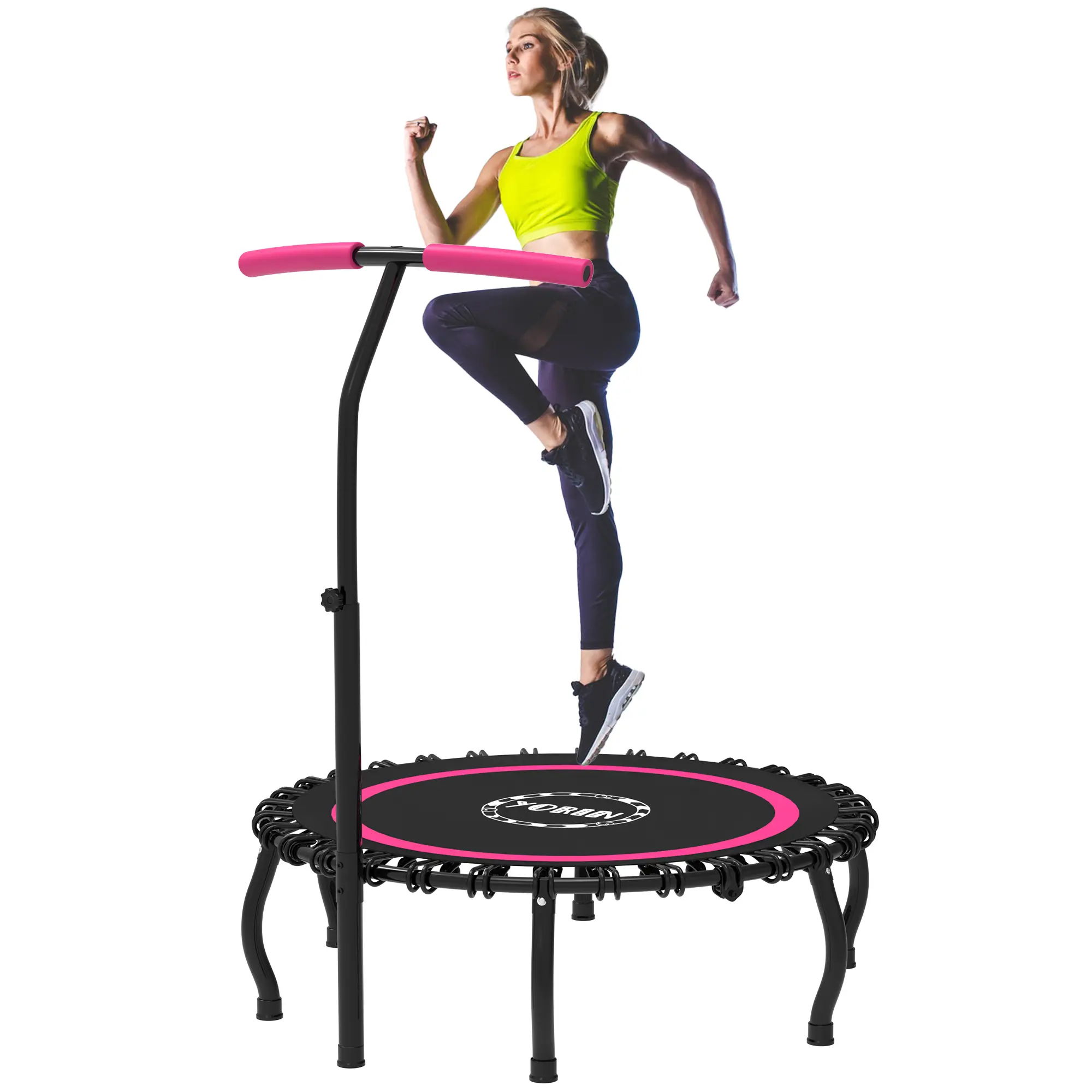YORIN Foldable Compact Multi-Size Trampoline Jumping Bouncer for Adults (40-in, 48-in, 50-in) - Indoor Fitness Equipment, Adjustable Height, Stable Quiet Design, High-Quality Springs, 4-in-1 Rebounder Treadmill, Christmas Gift