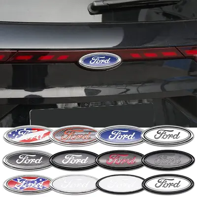 Full Black 7-Inch Ford Emblem Overlay For 2012-2014 Focus Grille (S, SE, Titanium) – Front & Rear Badge
