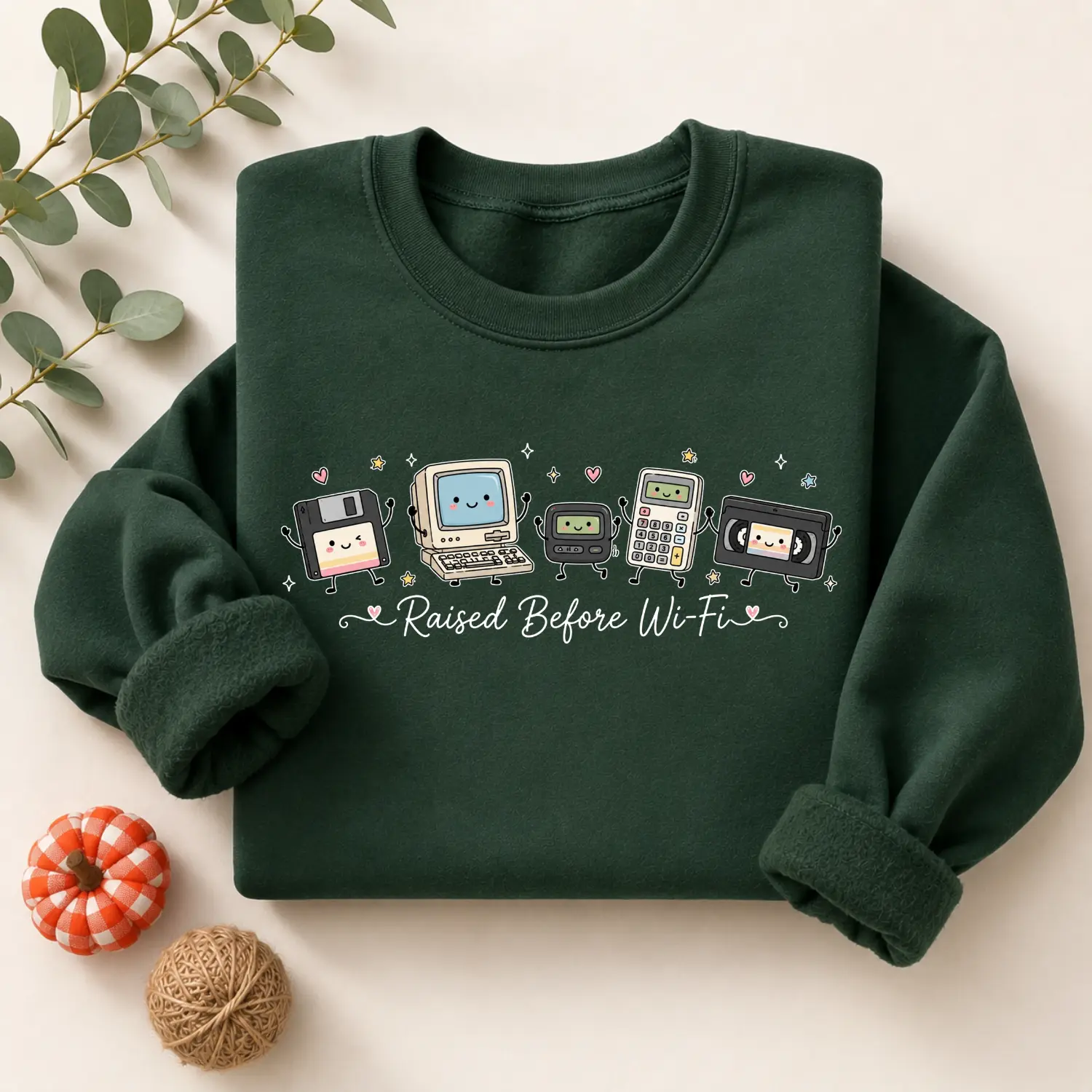 Raised Before Wi-Fi Sweatshirt, Retro Technology Graphic Crewneck, Funny 80s 90s Computer Floppy Disk VHS Pullover, Nostalgic Gift for Women