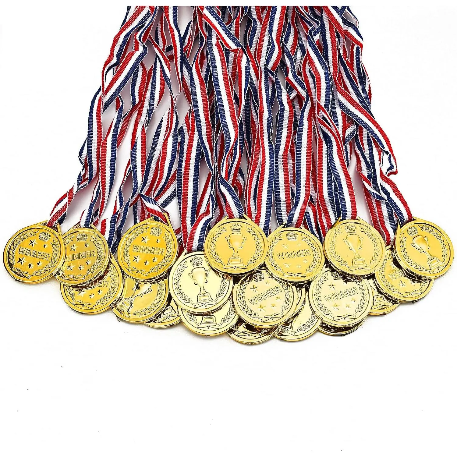 100 Pack Gold Winner Medals with Trophy Design| Plastic Award Medals for Sports, Competitions, Talent Shows, Corporate Events and Party Favors