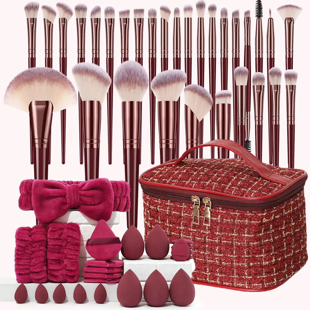 Burgundy 54-Piece Set + Cosmetic Bag