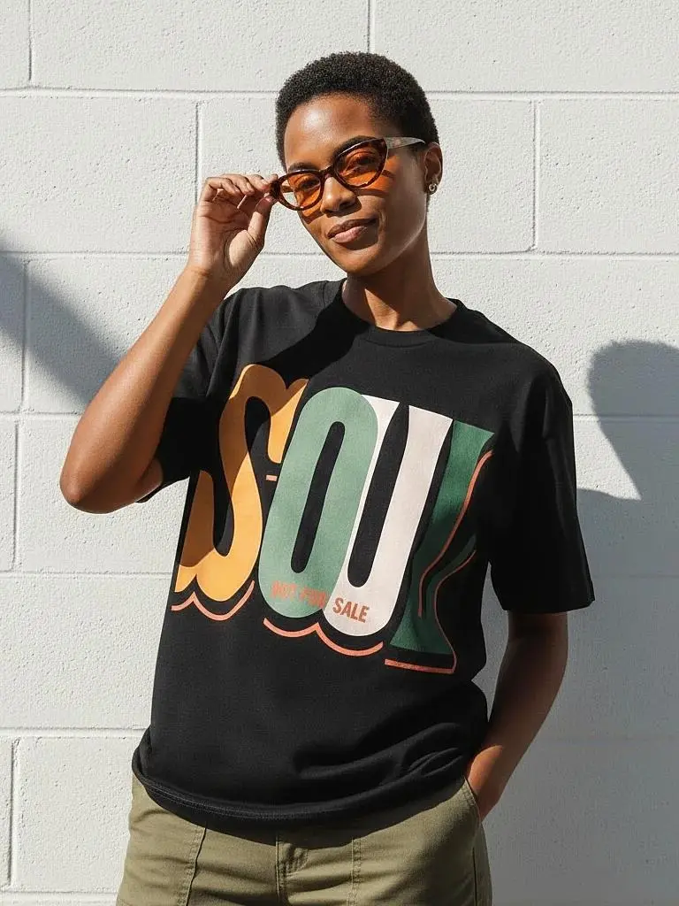 Unisex "Soul Not For Sale" Graphic T-Shirt Women's Casual Top Men's Summer Tee Streetwear Crewneck Shirt