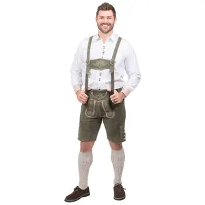 Dirndl Trachten Haus Green Leather Lederhosen Shorts for Men