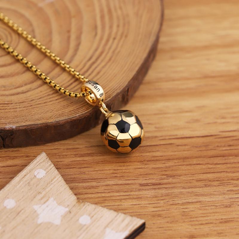 BNCHNG Customized Football Engraved Necklaces, Personalized Text Soccer Pendants,Gifts for Football Enthusiasts of All Ages (Remarks/Private Message Print Content)