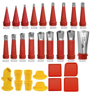 30PCS Stainless Steel Caulk Nozzle Applicator With Base For Adhesive Pistol, Bathroom Sink Nozzle, Caulking Finisher Sealant Finishing (18 nozzles+8 bases+4 scraper blades) - Home Improvement. Kitchen Bakeware Set Equipment Silicone