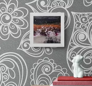 Lucid Spill – Original Encaustic Painting | 6x6 Matte Finish | White Float Frame | From the Encaustic Euphoria Collection