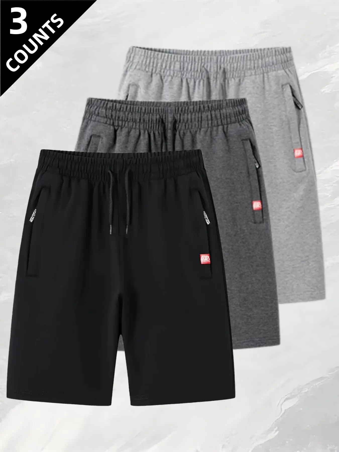 Men's Summer Outdoor Shorts Set, Lightweight Breathable Hiking Gear, Casual Gym Shorts for Adventure, 3 Piece Pack, Solid Sports Shorts, Athleisure Shorts, Athletic Wear Shorts, Workout Shorts, Fitness Shorts