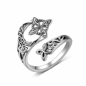 Celtic Knot Ring Witch Knot Ring Nudo de Bruja Plata  Original  Adjustable Witch Knot Rings Open Ring Hecate Ring Pagan Witchtok Protection Witchy Jewelry for Devotion for Ceremony, Gift for Her,Mother's day Gift