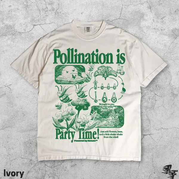 [SALE 60%] Pollination Is Party Time Shirt, Bees Flowers Science T-Shirt, Vintage Nature Diagram Graphic Tee, Funny Biology Nerd Shirt For Students