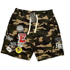 Oversized Camo Multi-Patch Embroidered Cargo Shorts, Drawstring Waist, Y2K Utility Streetwear, Unisex Baggy Casual Bottoms for Men Women Summer Festival OOTD